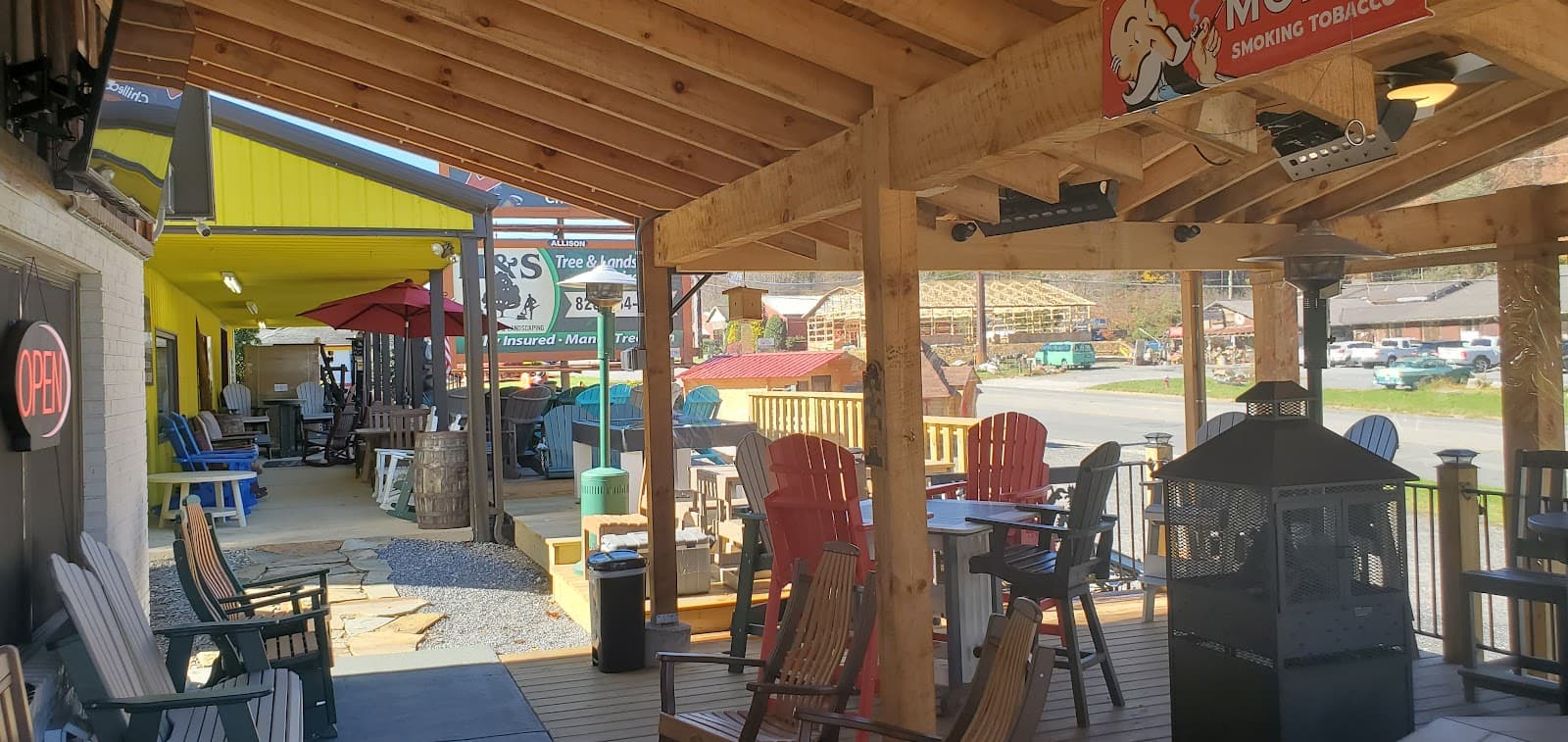 The patio at Valley Cigar & Wine Co. in Maggie Valley, North Carolina
